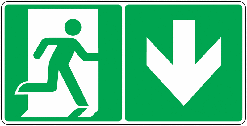 Panneau sortie de secours en bas