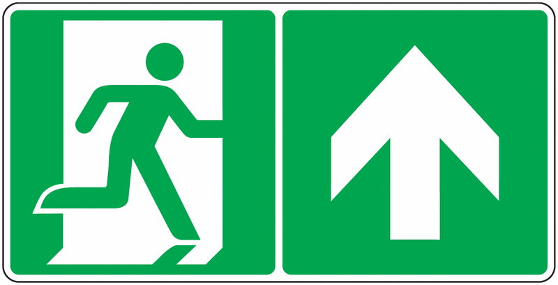 Panneau Sortie secours flèche haut