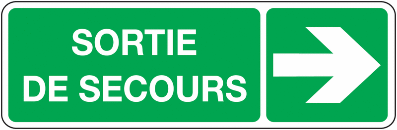Panneau sortie de secours flèche droite