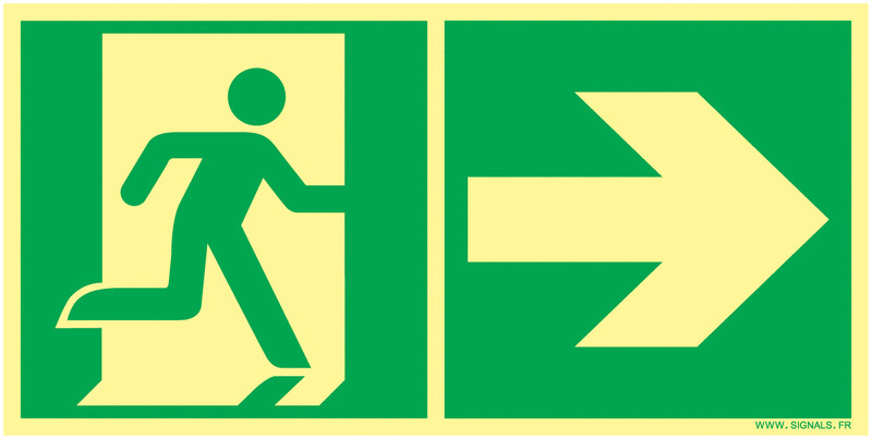 Panneaux 25*13 sortie à droite photoluminescent 