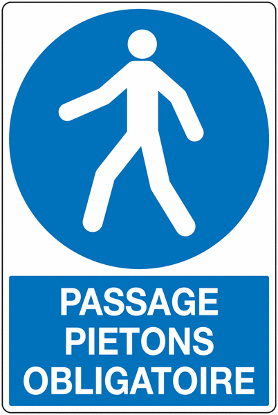Panneau pvc 30*20 passage piétons obligatoire 