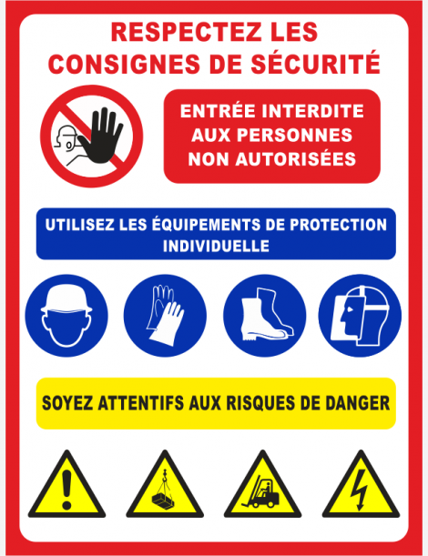 Panneau pvc 40*60 respect des consignes de sécurité 