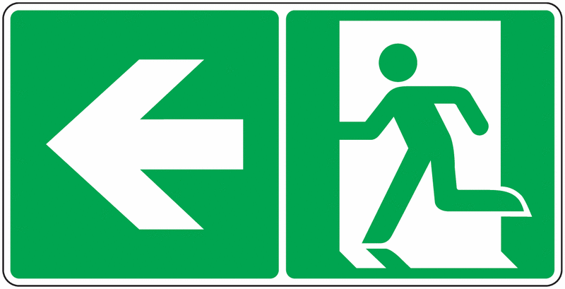 Panneau Sortie secours flèche gauche