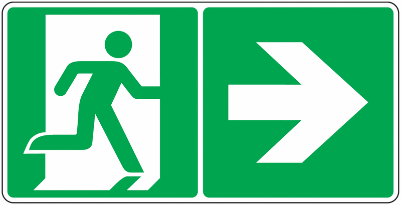 Panneau Sortie secours flèche droite