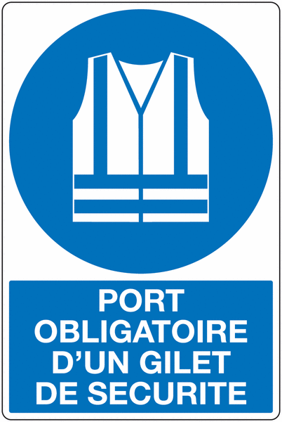 Panneau pvc 30*20 gilet de sécurité obligatoire 