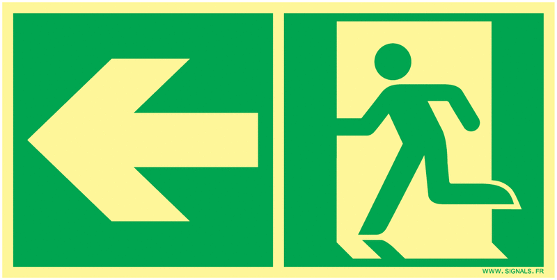 Panneaux 25*13 photoluminescent sortie à gauche